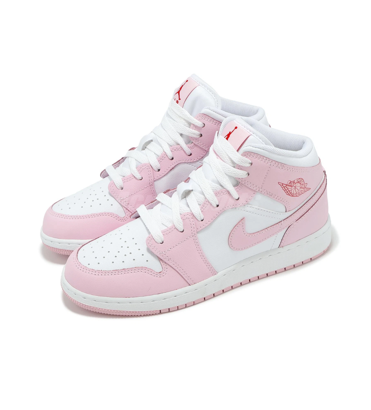 Jordan 1 Mid 'Pink Foam Fire Red KIDS'