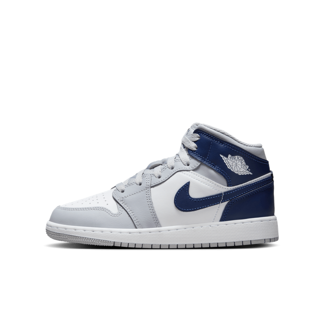 Jordan 1 Mid Midnight Navy Wolf Grey KIDS