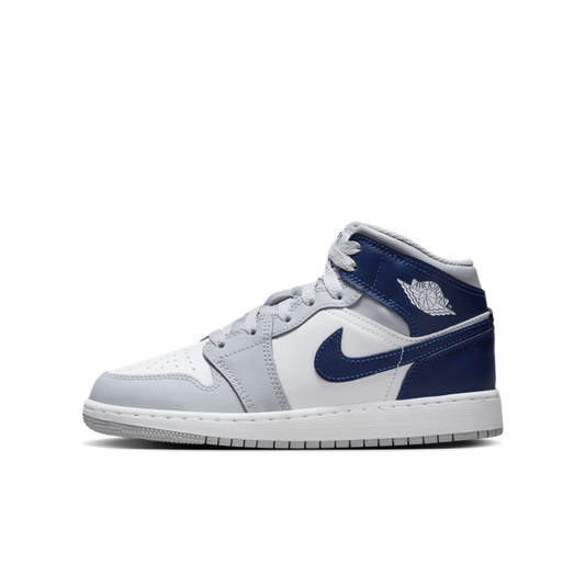 Jordan 1 Mid Midnight Navy Wolf Grey KIDS